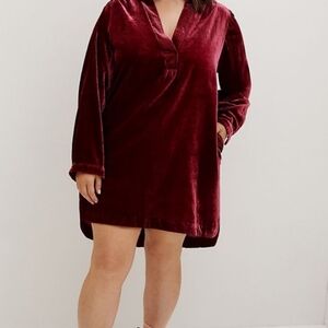 Anthropologie Melody velvet tunic/dress in raspberry